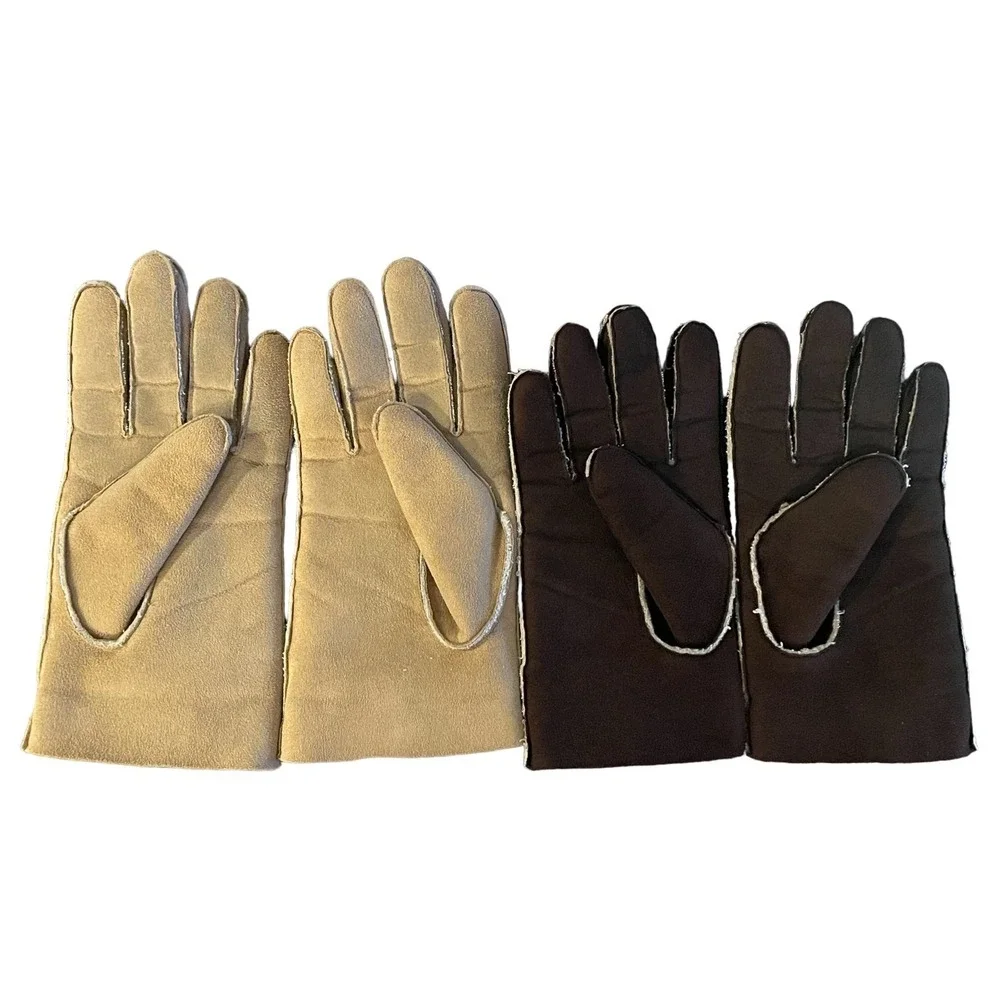 Woman's glove bundle, Talbots, chocolate brown and tan,‎ size medium/large